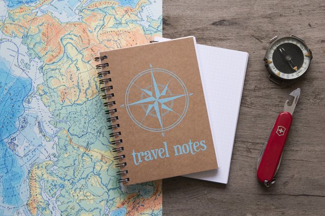 Podróżny notes notatnik bullet journal - niebieski kropki