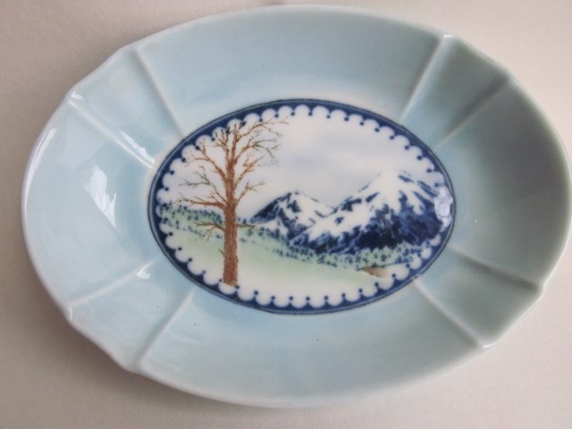 BLUE MOUNTAIN  POTTERY - ONTARIO - MADE IN CANADA - ORYGINALNA  PATERKA Z GÓRSKIM WIDOCZKIEM ; )