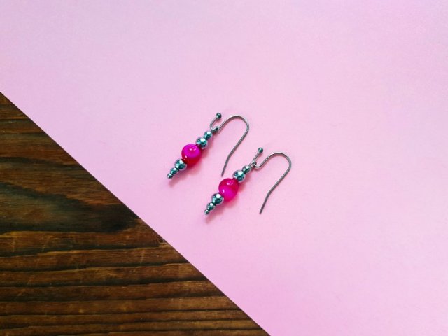 WHW Taste Earrings Pink Agate