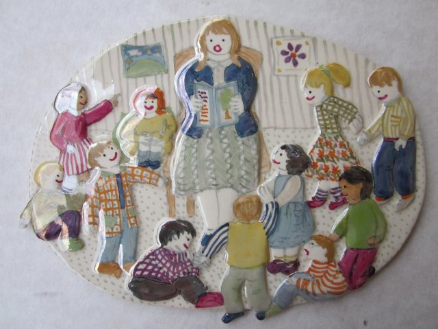 Unikatowy autorski ROBINA TABBERER CERAMICS coalbrookdale lustre -obrazek recznie malowana ceramika