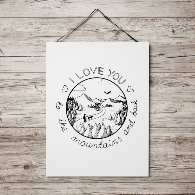 Plakat - I love you to the mountains and back 30 x 40 cm
