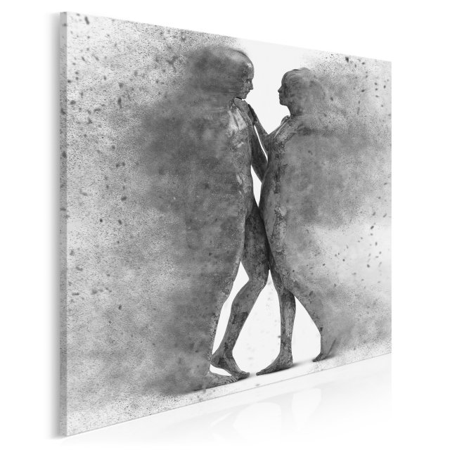 Obraz na płótnie - PARA ABSTRAKCJA CZARNO-BIAŁY - W KWADRACIE - 80x80 cm (38405)