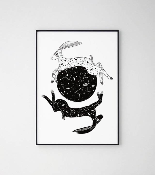 Gwiazdki zające, gwiazdozbiór 50x70 cm B2 skandynawski pokój