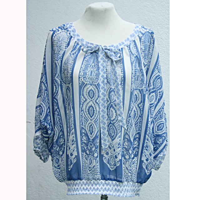 BLUZKA BOHO BLUE