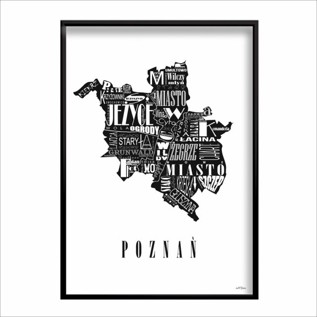 PLAKAT typograficzny mapa POZNAŃ LOFT 50x70 cm