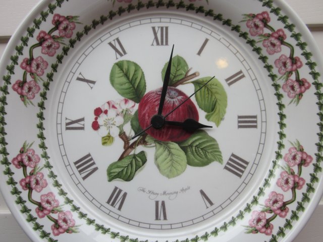 Rarytas - Portmeirion pomona duży porcelanowy zegar kuchenny 26,5 cm rzadko spotykana rzecz