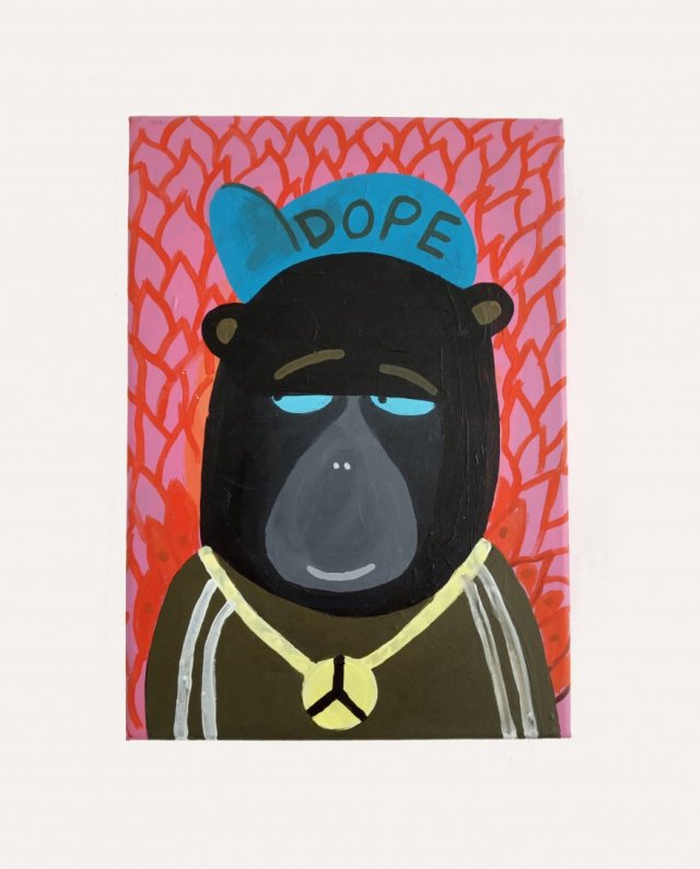 Obraz. Portret egzotycznej postaci w futrze pt."Dope"