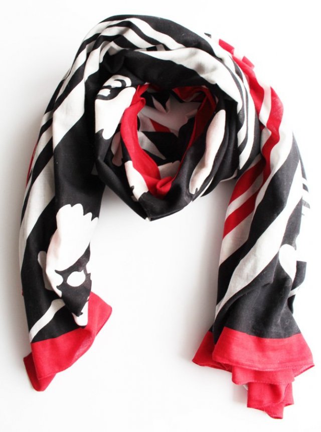black red white szal miękki bawełna