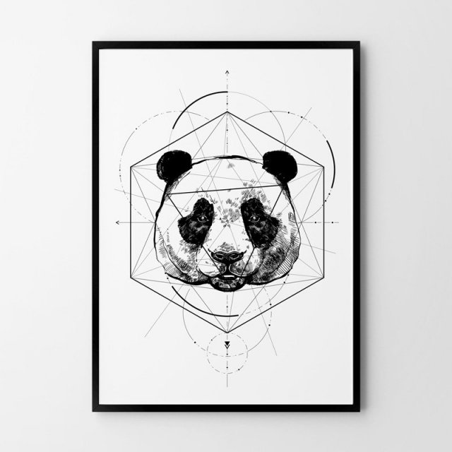 PLAKAT panda geoemetria dotwork 50x70 B2