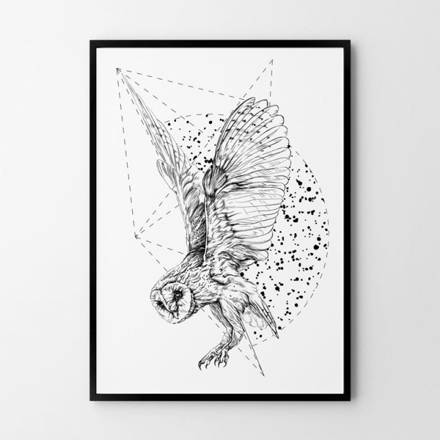 Plakat sowa geometria 70x100cm B1