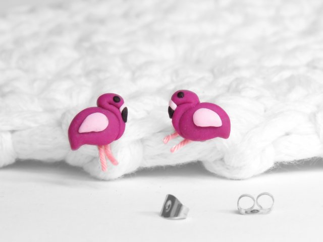 Kolczyki sztyfty - flamingi