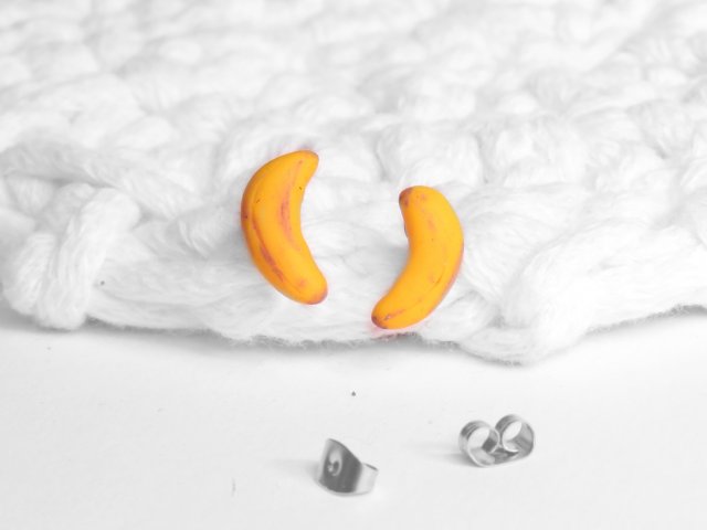 Kolczyki sztyfty - banany