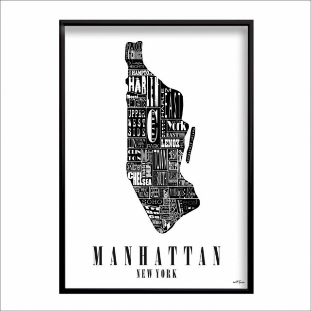 PLAKAT typograficzny mapa MANHATTAN LOFT 70x100 cm