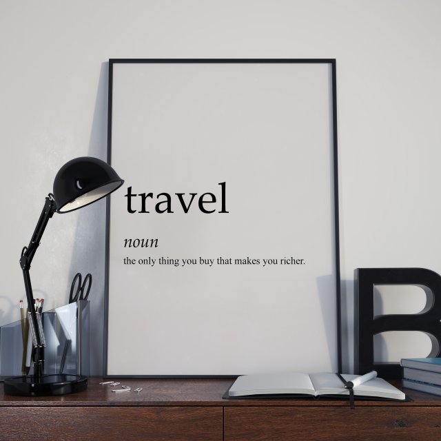 Plakat z napisem TRAVEL