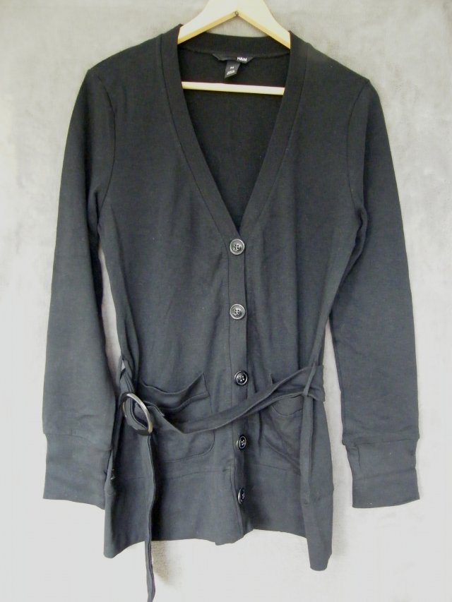 Czarny zapinany długi sweter bawełniany H&M rozm. M