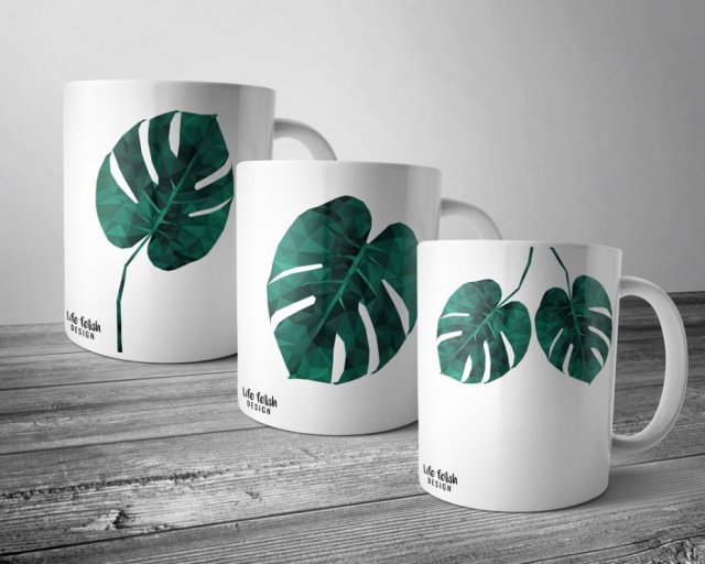 Zestaw kubków Monstera design