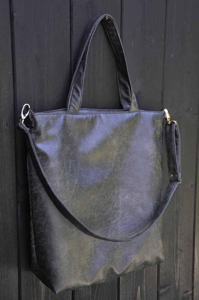 Torba hobo XXL - grafit, rustykalna ekoskóra