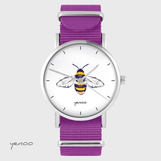 Zegarek - Pszczoła - amarant, nylonowy