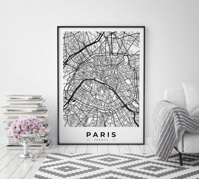 Mapa paryża 70x100 cm