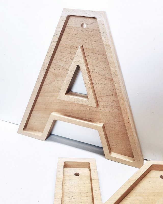 Drewniane litery 3d, stojące lub wiszące z drewna 25cm