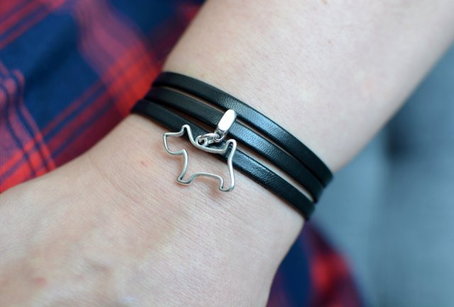 BRANSOLETKA SKÓRZANA MAGNETOOS TRIPLE DOGGY BLACK