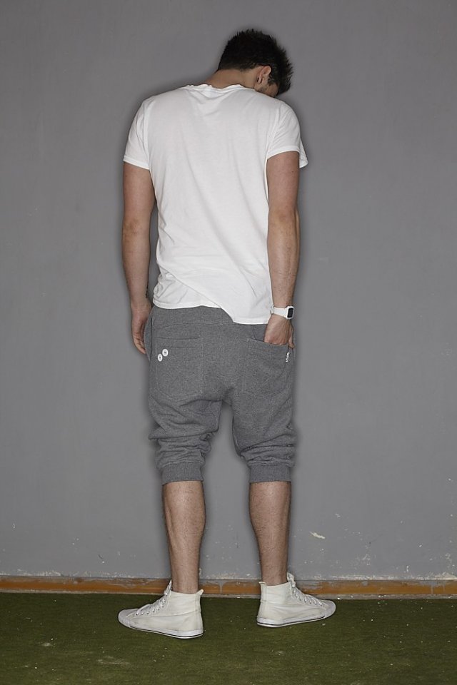 SHORT PANTS 3/4 BUTTONS UNISEX dresowe szare