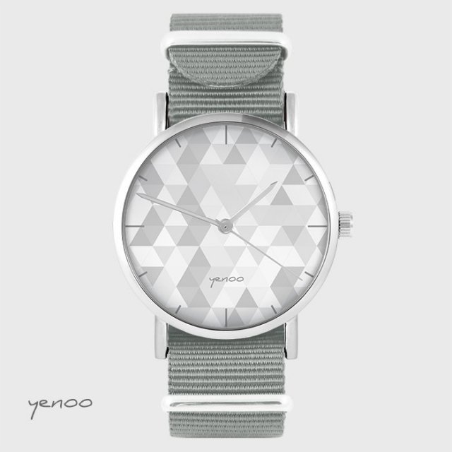 Zegarek yenoo - Geometric szary - szary, nato