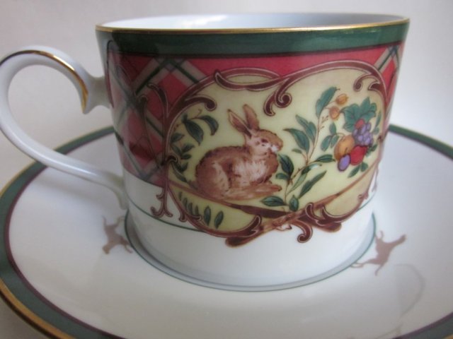 NORITAKE - ROYAL HUNT - SZLACHETNIE PORCELANOWY ZESTAW HERBACIANY FILIŻANKA ZE SPODKIEM