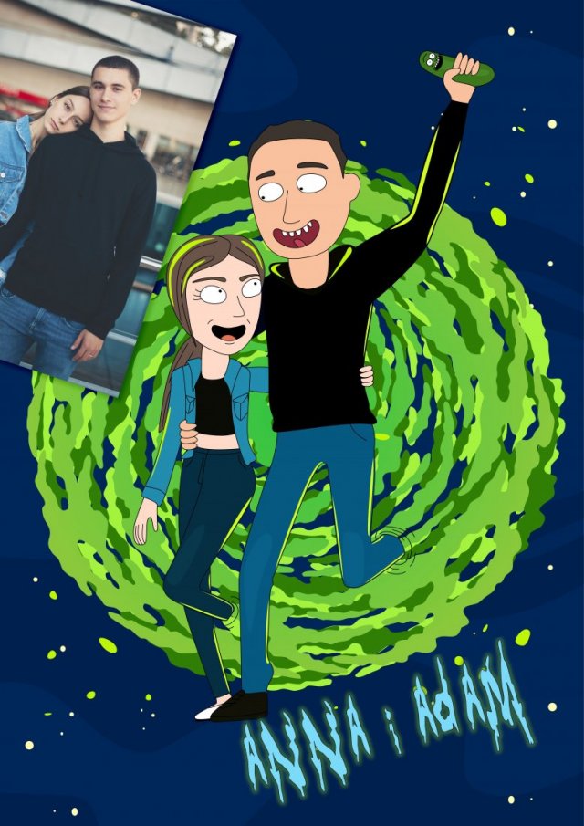 Rick & Morty portret dla par, portret rodzinny, portret personalizowany