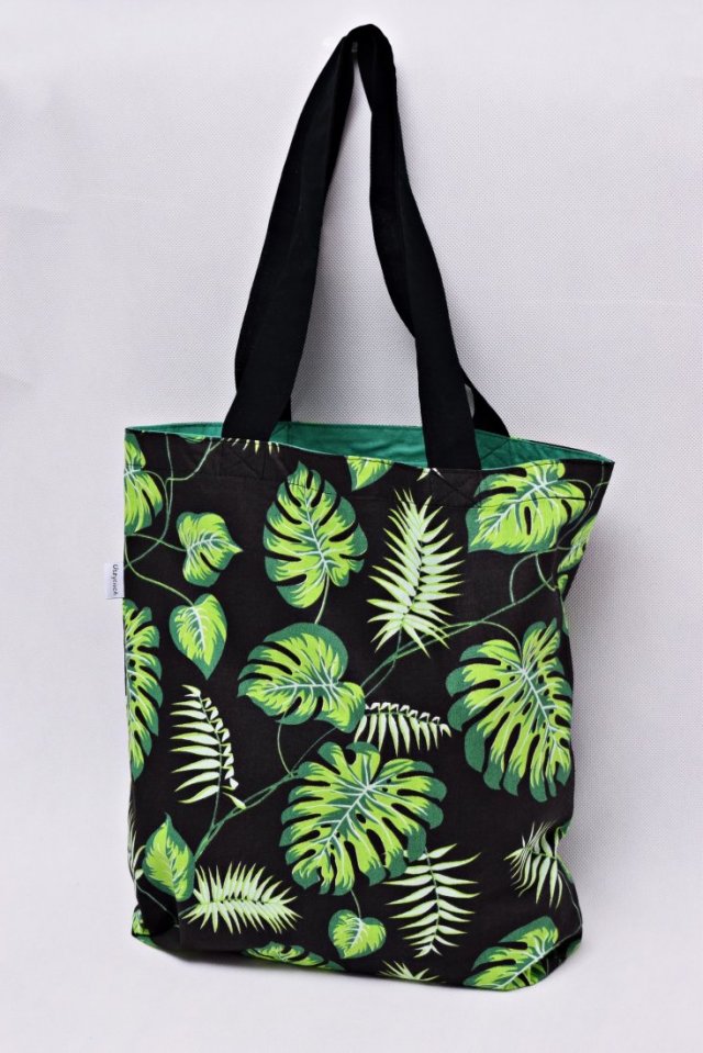Torba na zakupy shopperka ekologiczna torba zakupowa na ramię bawełniana torba liście monstera