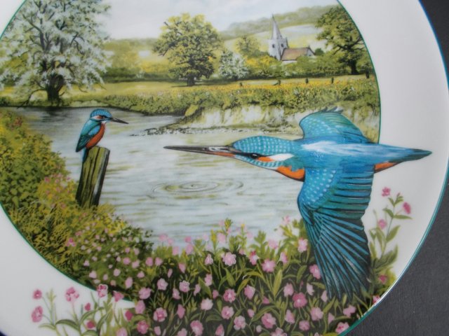 Royal Doulton 1989 by Kenneth J. Wood -birds of the british countryside -  the riverside  kingfisher - bradex - kolekcjonerski talerz porcelanowy