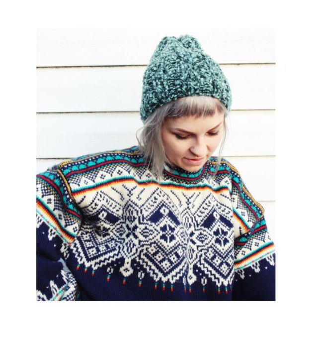 ZIELONA CZAPKA BEANIE Z WEŁNĄ HANDMADE