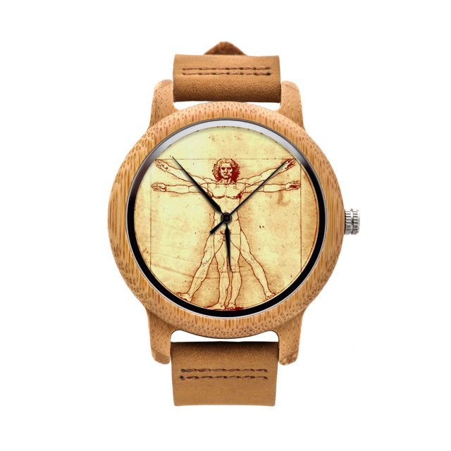 Drewniany zegarek z grafiką CZŁOWIEK WITRUWIAŃSKI