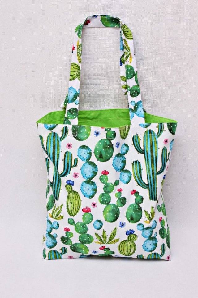 Torba na zakupy shopperka ekologiczna torba zakupowa na ramię bawełniana torba kaktusy