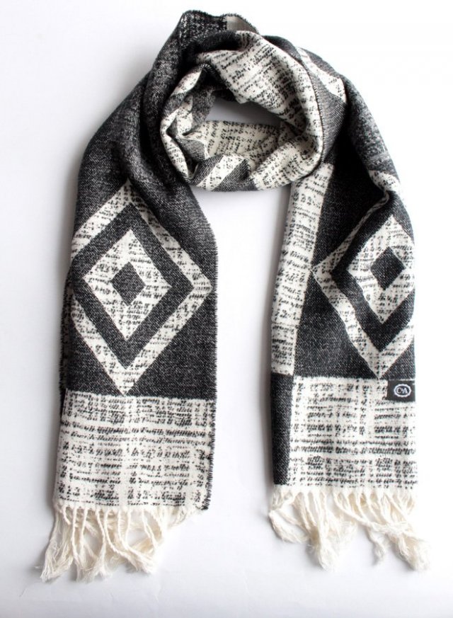 geometryczny szal damski vintage bawełna