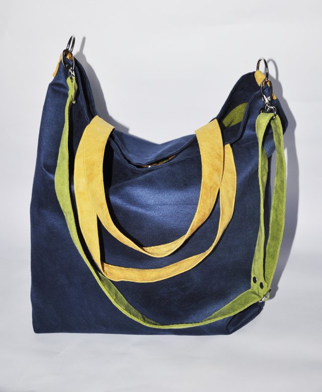 Torba hobo XXL - kobalt, limonka, żółty