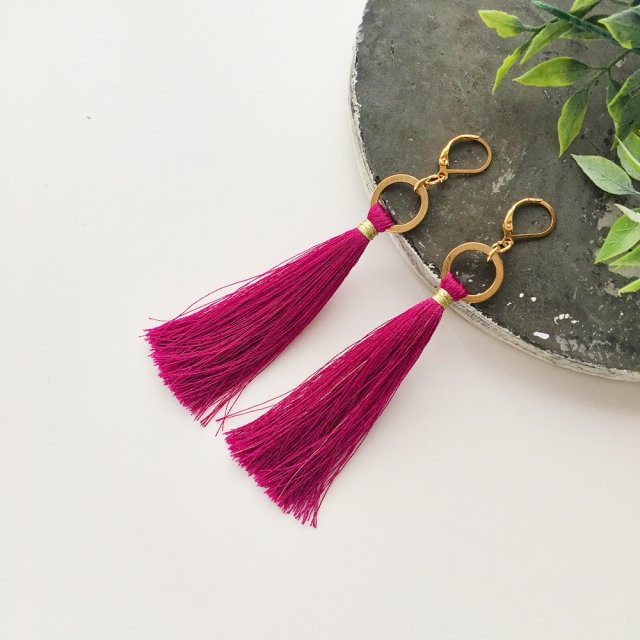 Kolczyki Boho - Dark Fuchsia