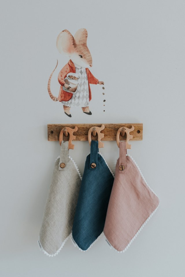 DREWNIANY GRYZAK Z LNEM WHITE/BEIGE/DUSTY PINK/NAVY BLUE