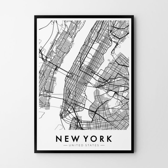 NEW YORK MAPA plakat A4