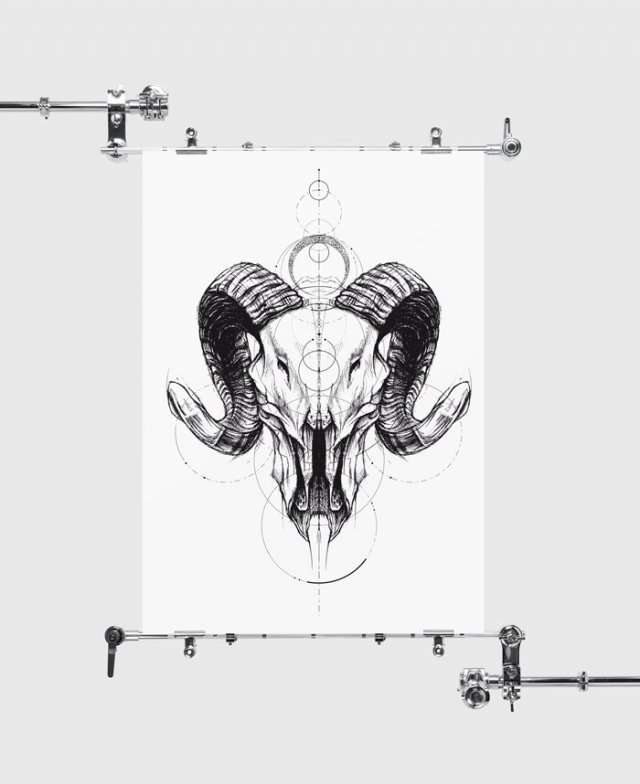 Plakat czaszka geometria - format 30x40 cm