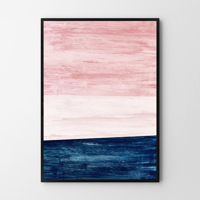 Plakat abstrakcja różowy horyzont  - format A4