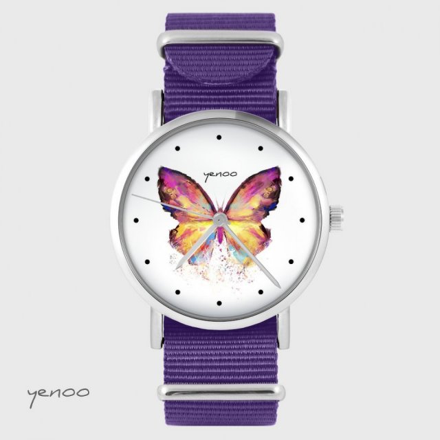 Zegarek - Motyl - fioletowy, nylonowy