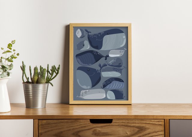 Wieloryby - plakat A3 29,7 x 42 cm