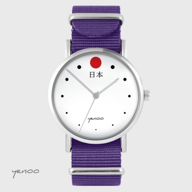 Zegarek - Japonia - fioletowy, nylonowy