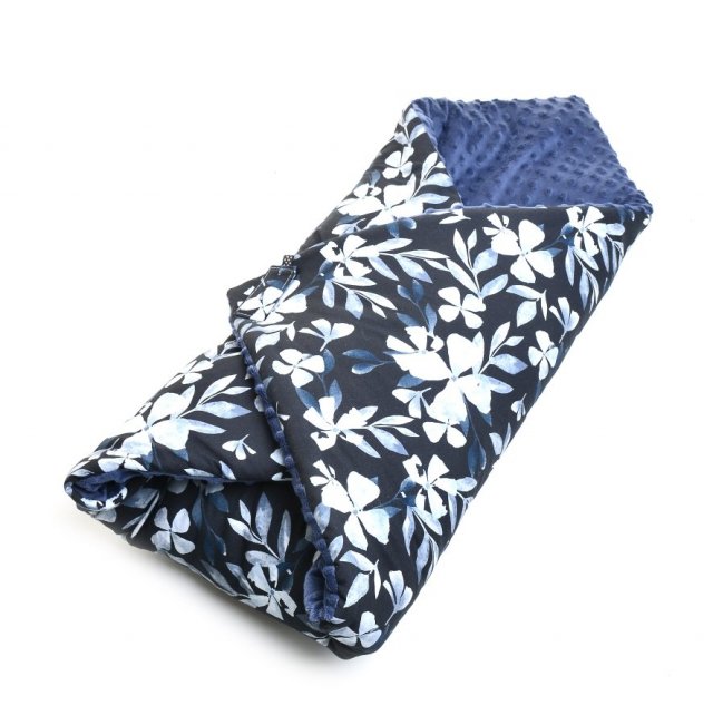 BECIK otulacz rożek bawełna minky | BLUE FLOWERS