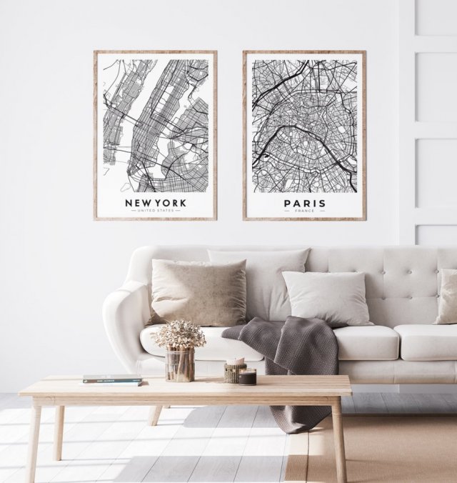 Zestaw plakatów obrazów mapy Londyn Nowy Jork 50x70 B2