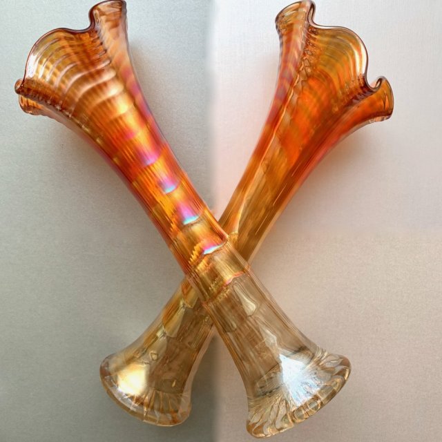 Perełka Designu! Fenton Marigold Iridescent Carnival Glass Vase - Lata 30XXw. ❤ Vintage