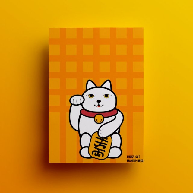 Plakat Lucky Cat Maneki Neko - Kot Szczęścia A3