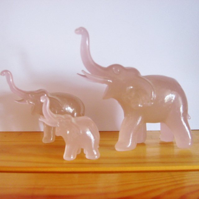 Figurki Ceramiczne 3 Różowe Słonie Słoń