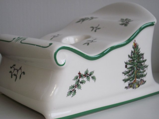 RARYTAS Spode christmas tree s 3324  ŚWIECZNIK -sanie swiętego Mikołaja -dawniejsza edycja